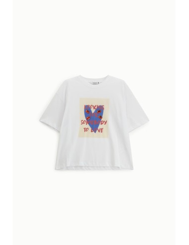 T-shirt Estampa Frontal Corte Solto Gola Redonda Please