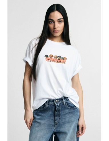 T-shirt Estampa Teckel Corte Regular Gola Redonda Please