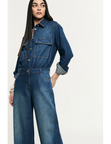Macacão em denim de corte regular com bolsos frontais Please