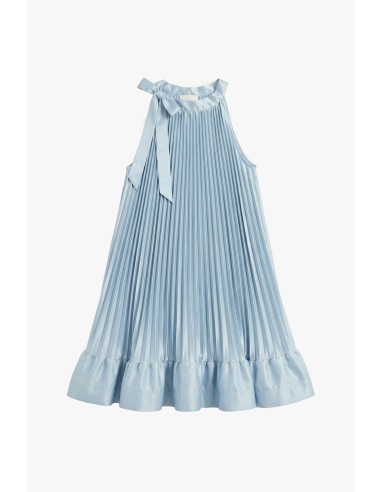Vestido Curto Plissê com Detalhe de Laço Dixie
