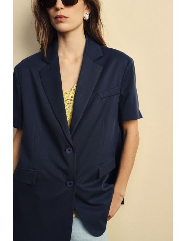 Blazer mangas curtas com bolsos de vivo Dixie