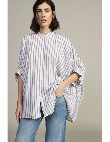 Camisa Oversize a Riscas com Mangas Largas Dixie