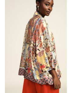 Casaco duster com padrão patchwork e manga ampla Dixie