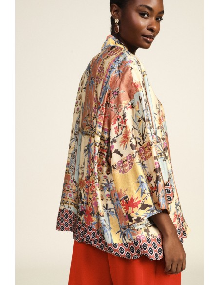 Casaco duster com padrão patchwork e manga ampla Dixie
