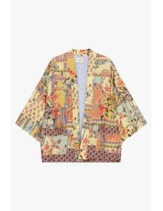 Casaco duster com padrão patchwork e manga ampla Dixie 2