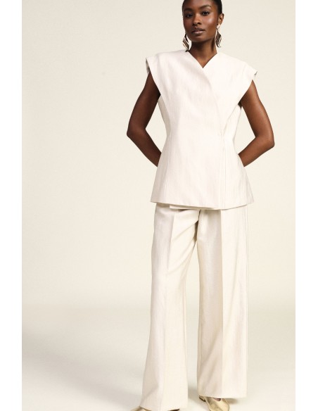 Pantaloni Palazzo A Vita Alta Con Pinces Frontali Dixie - Vestiti F...