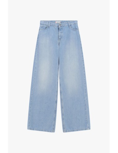 Jeans de perna larga, cintura alta, cinco bolsos Please