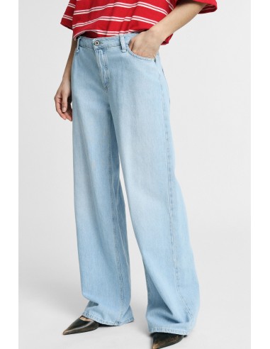 Jeans de perna larga cintura alta cinco bolsos Please