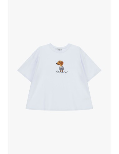T-shirt larga com estampa frontal gráfica de cão Please