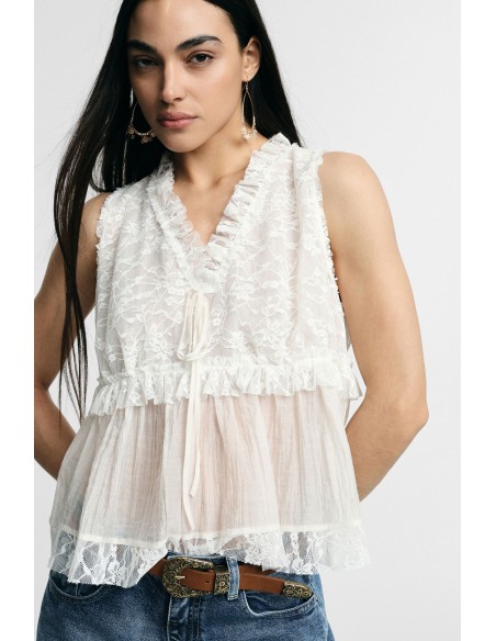 Top Sem Mangas Com Detalhes Em Renda E Folho Please