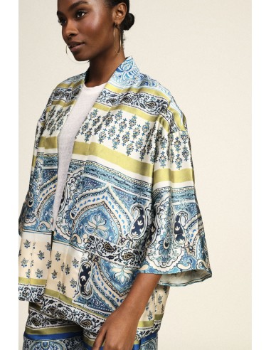 Blazer Amplo com Estampa Paisley e Manga Larga Dixie
