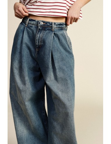 Jeans de perna larga com pinças e cintura alta Dixie