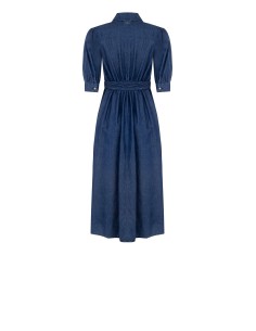 Vestido midi camiseiro em ganga leve com mangas 3/4 e cinto coordenado Rinascimento 2