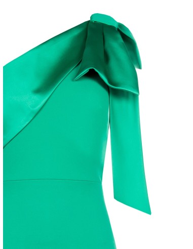 Vestido Longo Evasé em Scuba Crepe com Laço em Cetim Rinascimento