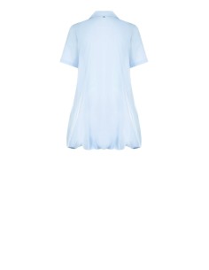 Vestido curto camiseiro em algodão com mangas balão e bolsos Rinascimento 2