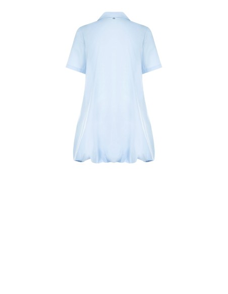 Vestido Curto Tipo Camisa em Algodão com Mangas Balão e Bolsos Rinascimento