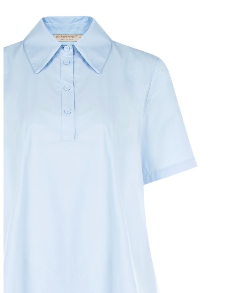 Vestido curto tipo camisa em algodão balão com bolsos Rinascimento