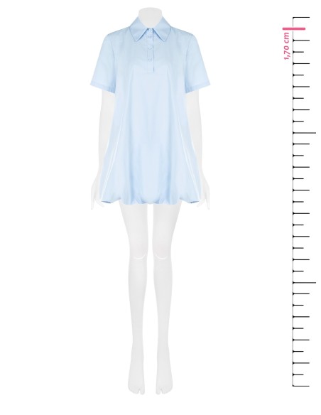 Vestido camiseiro curto em algodão com mangas balão e bolsos Rinascimento