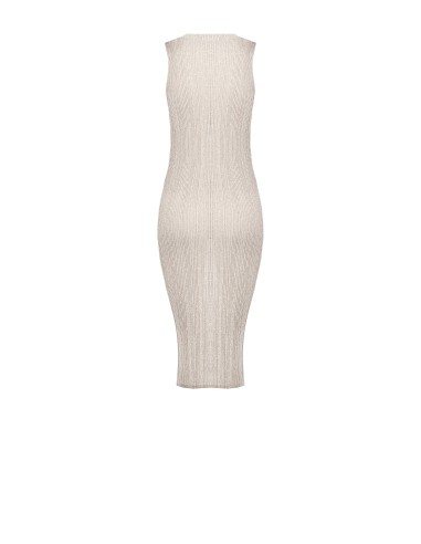Vestido tubinho em malha canelada com fio lurex e 4 recortes abaixo do decote Rinascimento