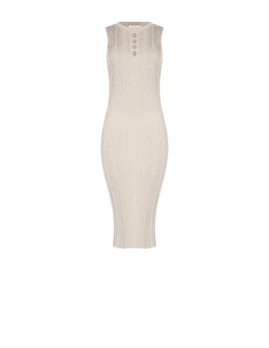 Vestido tubinho em malha canelada com fio de lurex e 4 recortes sob o decote Rinascimento