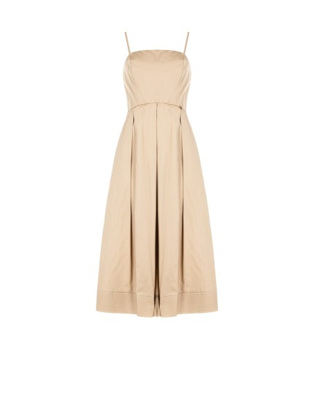Vestido longo rodado em algodão com bolsos Rinascimento