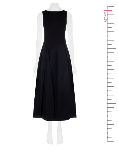 Vestido longo com efeito de 2 peças: top em jersey e saia plissada em algodão Rinascimento