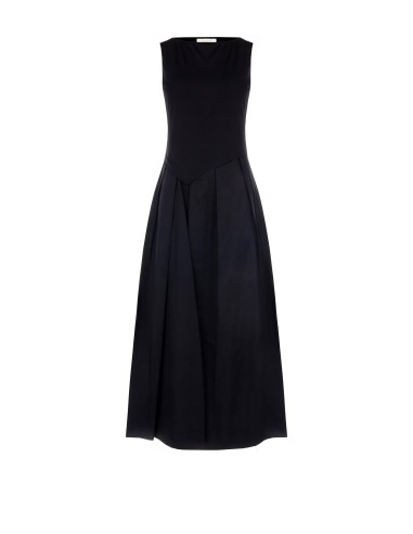 Vestido Longo Efeito 2 Peças Top Em Jersey E Saia Plissada Em Algodão Rinascimento