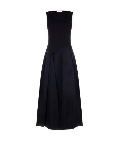 Vestido Longo Efeito 2 Peças Top Em Jersey E Saia Plissada Em Algodão Rinascimento