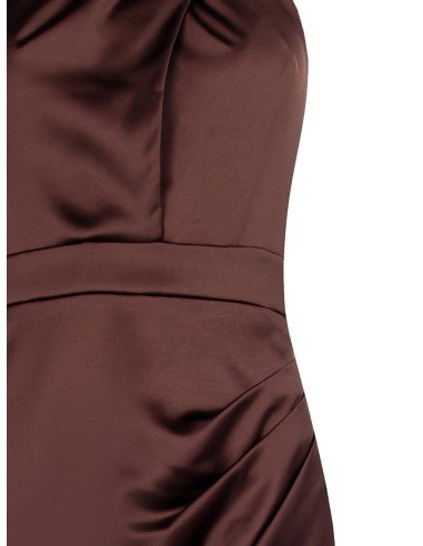 Vestido longo cruzado em cetim com decote trançado Rinascimento