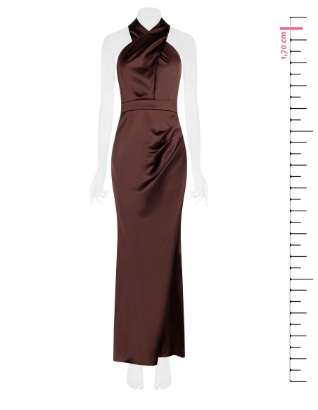 Vestido longo cruzado em cetim com decote entrelaçado Rinascimento