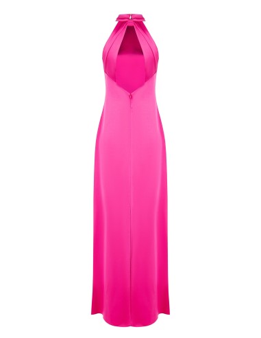 Vestido longo tipo slip e evasê em cetim Rinascimento