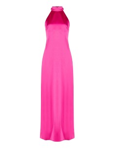 Vestido longo ajustado com saia evasê em cetim Rinascimento