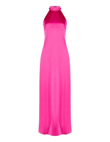 Vestido longo ajustado com saia evasê em cetim Rinascimento