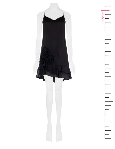 Vestido Curto em Lyocell Ultralight com Rosas Aplicadas Rinascimento