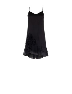 Vestido Curto em Lyocell Ultralight com Rosas Aplicadas Rinascimento