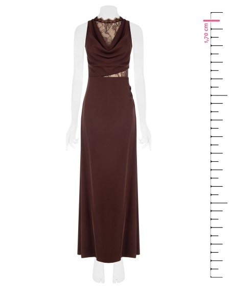 Vestido Longo Estilo Slip Em Tecido Fluido Com Aplicações Em Renda Rinascimento