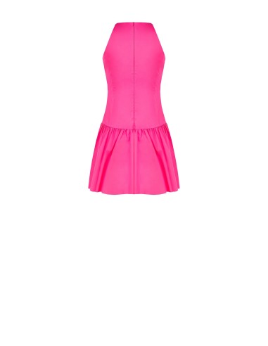 Vestido Curto Trapézio Em Misto De Algodão Com Pregas Rinascimento