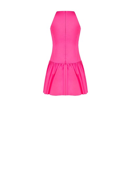 Vestido Curto Trapézio Em Misto De Algodão Com Pregas Rinascimento