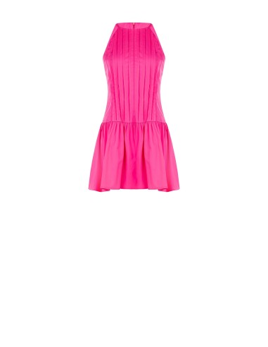 Vestido curto com corte trapézio em mistura de algodão com piaghe Rinascimento