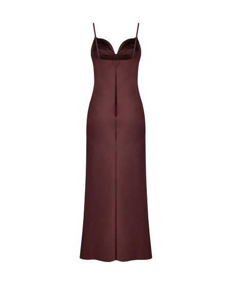 Vestido tipo camisola em cetim com decote em coração Rinascimento