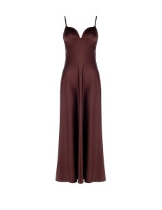 Vestido tipo camisola em cetim com decote em coração Rinascimento