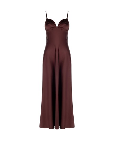 Vestido tipo camisola em cetim com decote em coração Rinascimento
