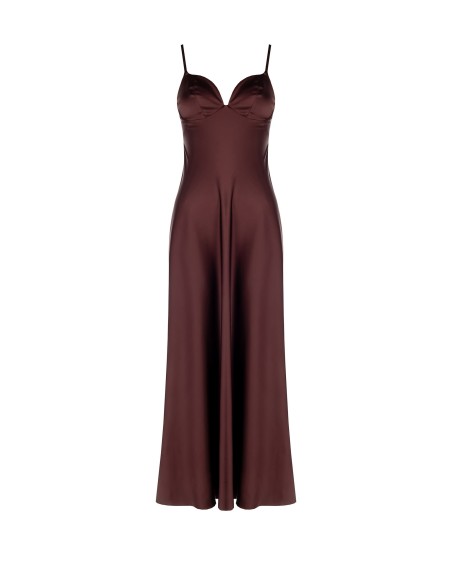 Vestido tipo camisola em cetim com decote em coração Rinascimento
