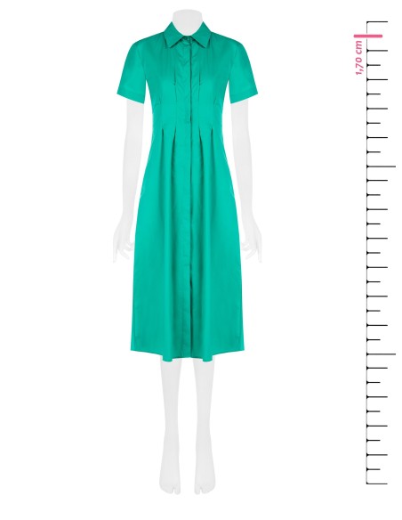 Vestido Midi Chemisier Em Algodão Com Botões Ocultos Rinascimento