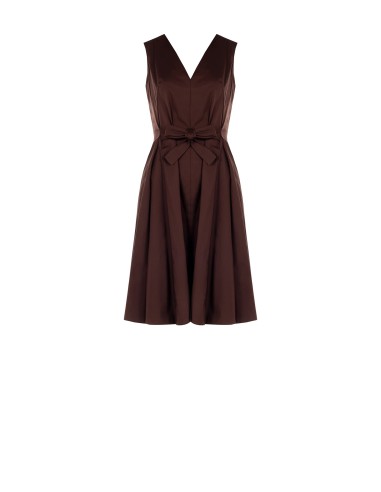 Vestido até ao joelho com saia rodada em algodão misto elástico com duplo decote em V Rinascimento