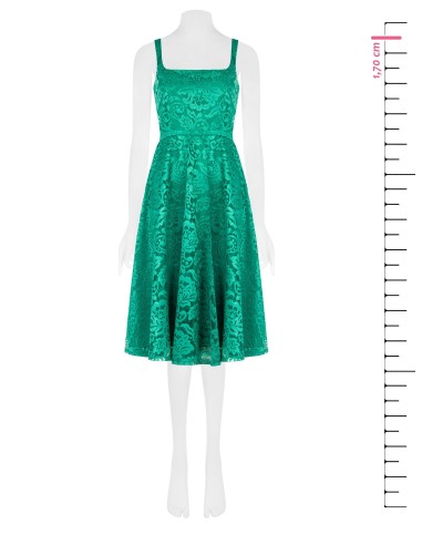 Vestido midi rodado em renda com cinto fino rígido coordenado Rinascimento