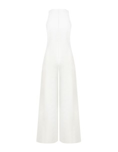 Macacão palazzo em mistura de algodão estruturado com laço e detalhe de jóia Rinascimento 2