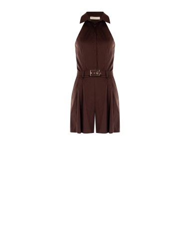 Calças culotte com pregas em mistura de algodão elástico com cintura rígida com logótipo Rinascimento