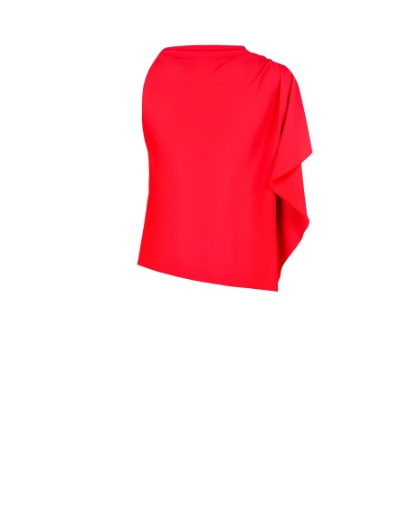 Blusa Assimétrica em tecido fluido franzida no ombro Rinascimento