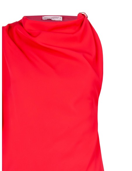 Blusa Assimétrica Em Tecido Fluido Franzida No Ombro Rinascimento